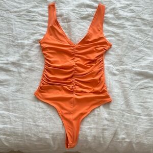 Leith Orange ruched body suit